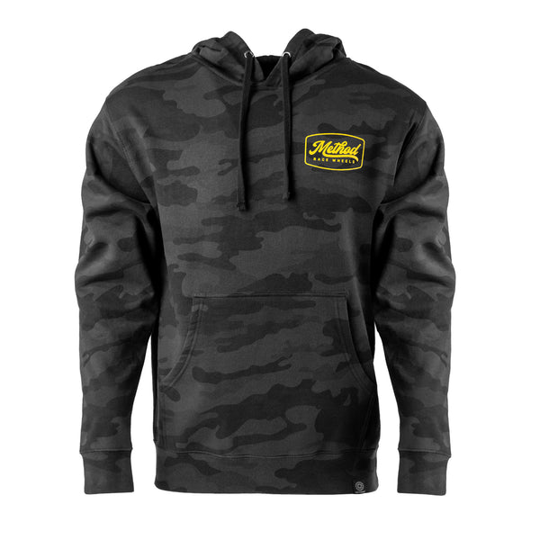 Camo Script Badge | Pull Over Hoodie | Black Camo